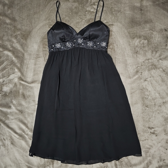 OC by Oleg Cassini ✦ Silk Cocktail Dress ✦ Crystal Lace-Up Drop Waist Black 2 - Picture 9 of 17